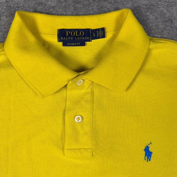 Ralph Lauren Polo Shirt Mens Large Yellow Classic Fit Preppy - Picture 2 of 10